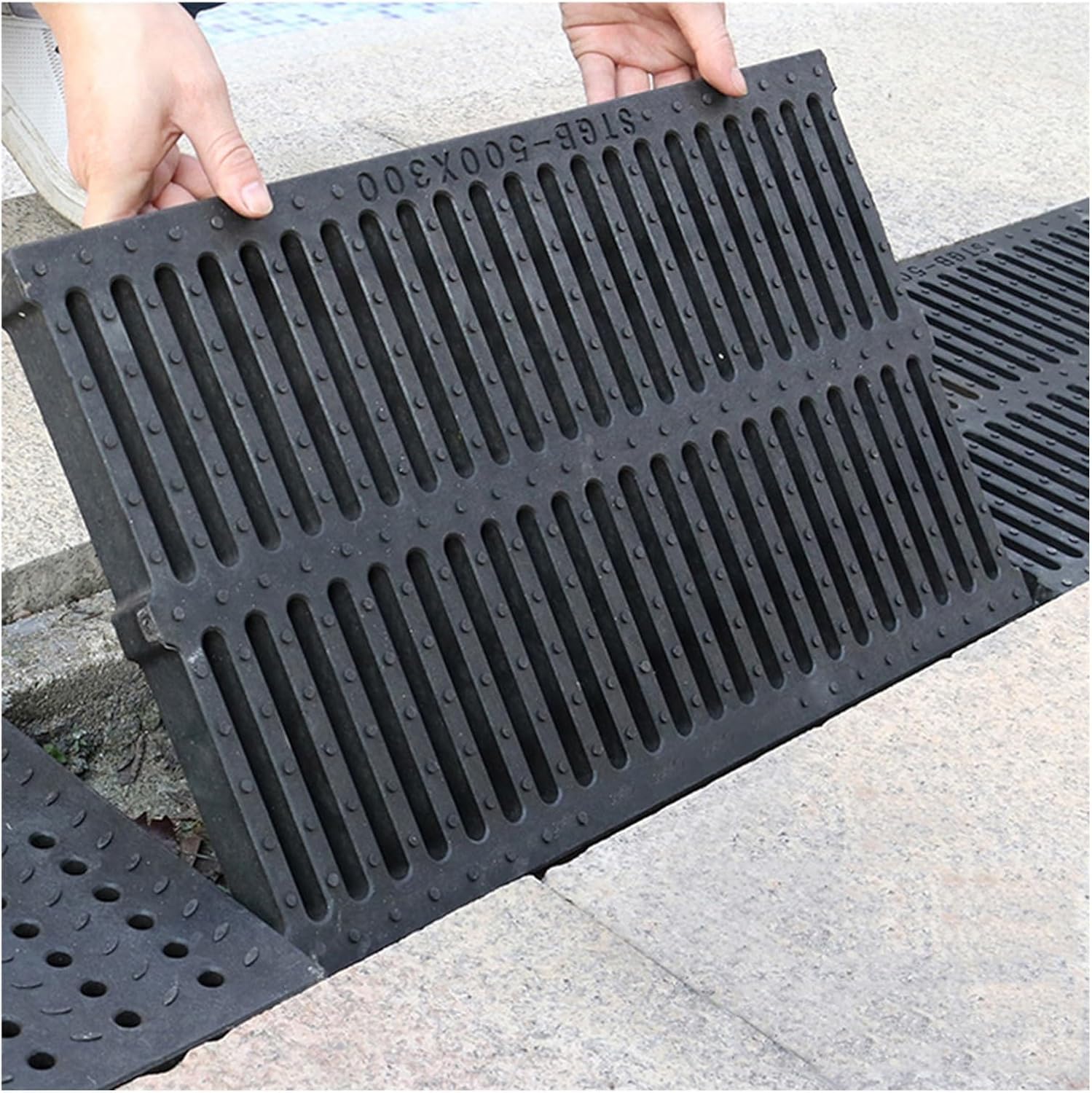 GJMSSMY drainage channel cover Drainage Covers, Sewer Strainers, Outdoor Rectangular Trench Drainage Grates, Well Covers Sewer Grate Systems Storm Drain Channel(50x35x4cm)