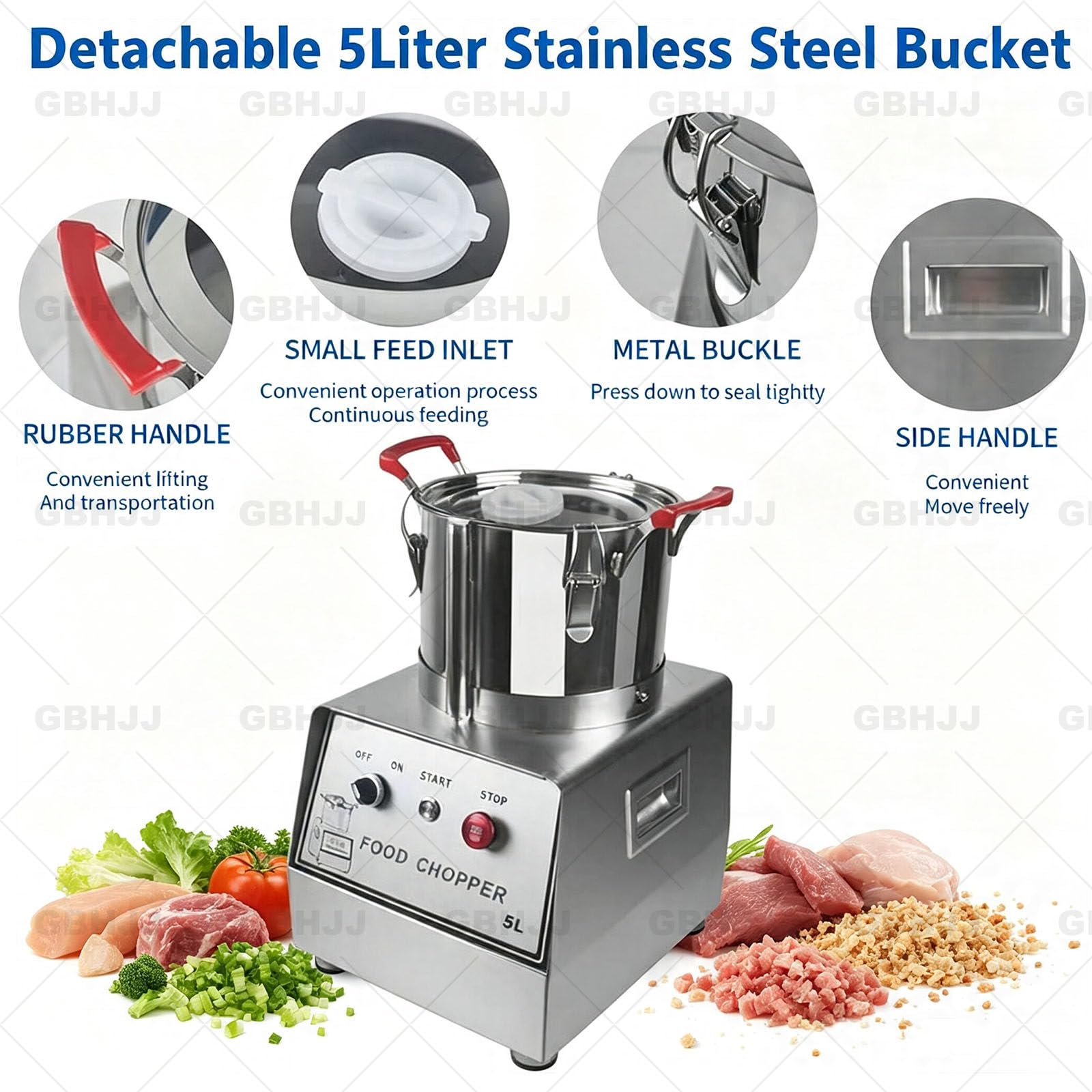 Cutter Elettrico Professionale, Robot da Cucina Tritatutto per Verdure 7L | Multifunzione per Bar, Ristoranti e attività di Ristorazione Collettiv