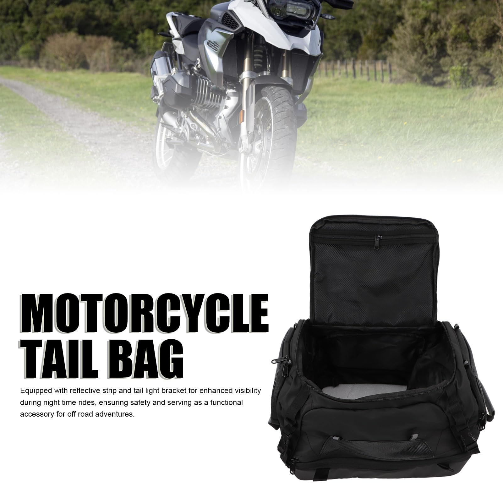 Qutalmi Sac de Moto pour siège arrière, Bagages de Moto - Sac arrière de Moto Multi-Usage pour l'extérieur | Sac de Moto Temps pour Camping et Chasse, Grande capacité pour