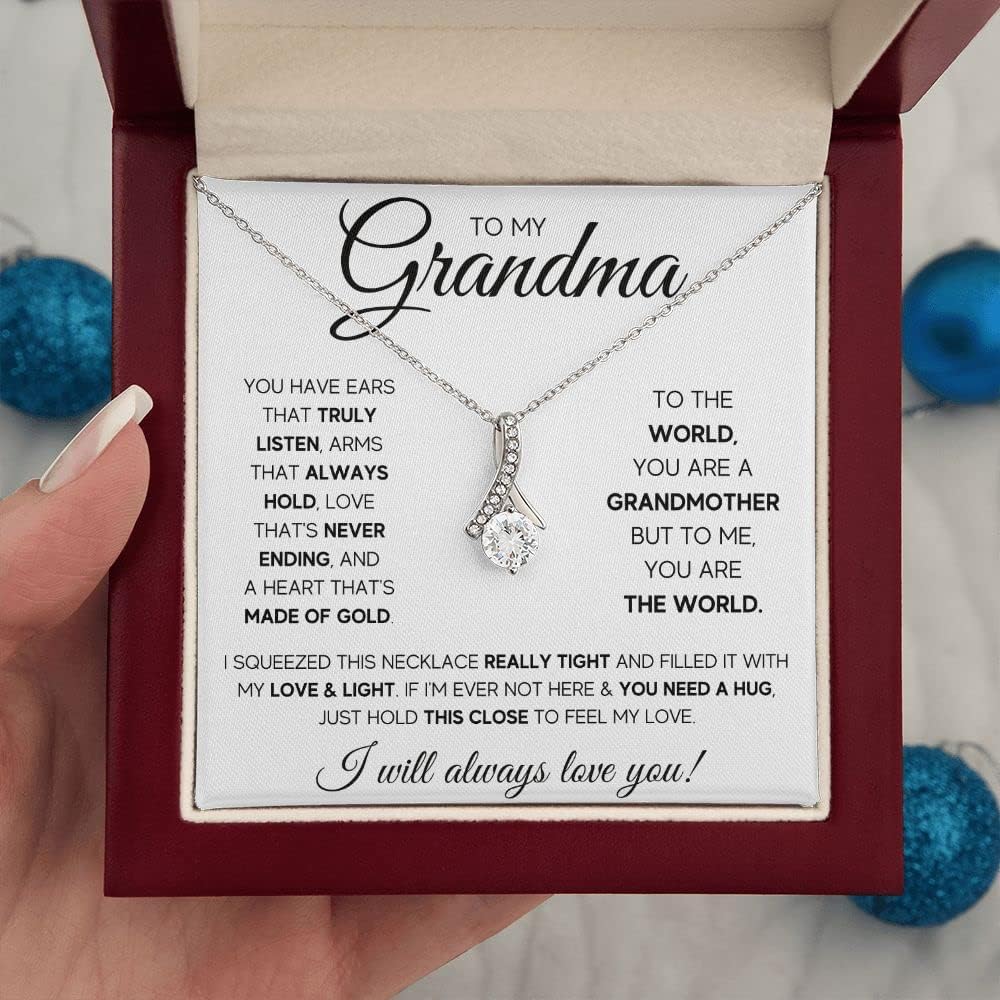 Grandma Gifts From Granddaughter Christmas Mothers Day Birthday Necklace Gift From Grandson To My Grandmother Pendant Jewelry Present with Message Card and Gift Box