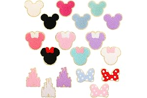 UHOMENY Colorful Chenille Halloween Patches: Embroidered Mouse with Bowknots