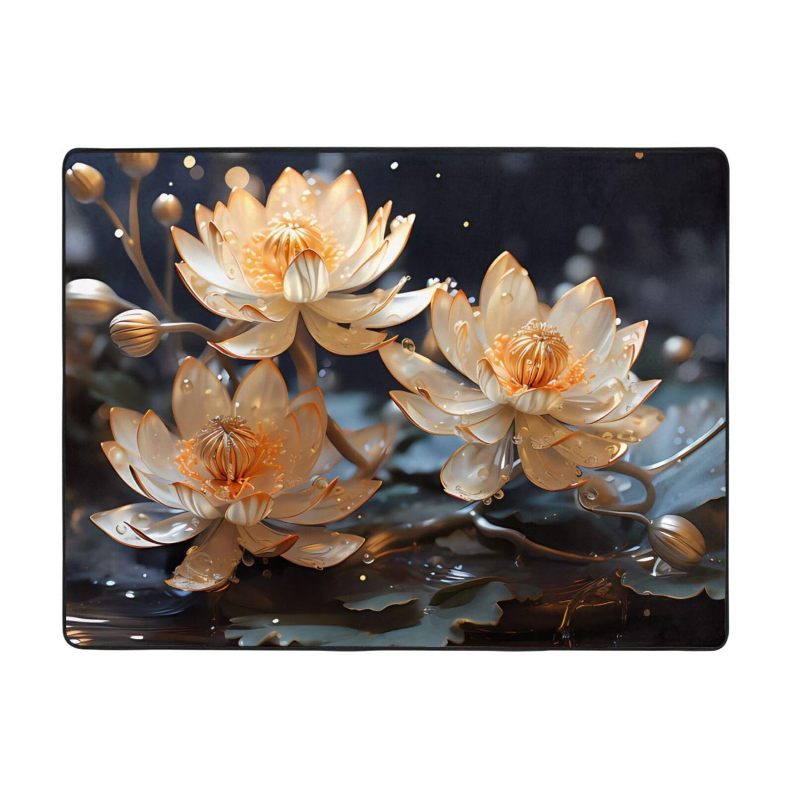 Tapis lotus blanc bohème pour grands salons et halls d'hôtels