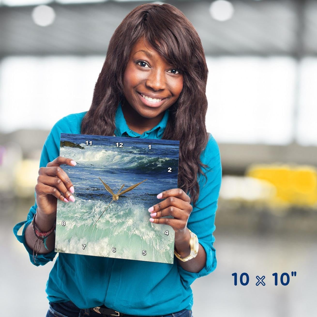 3dRose Pacific Ocean Waves - Wall Clock, 10 by 10-Inch (DPP_43784_1)