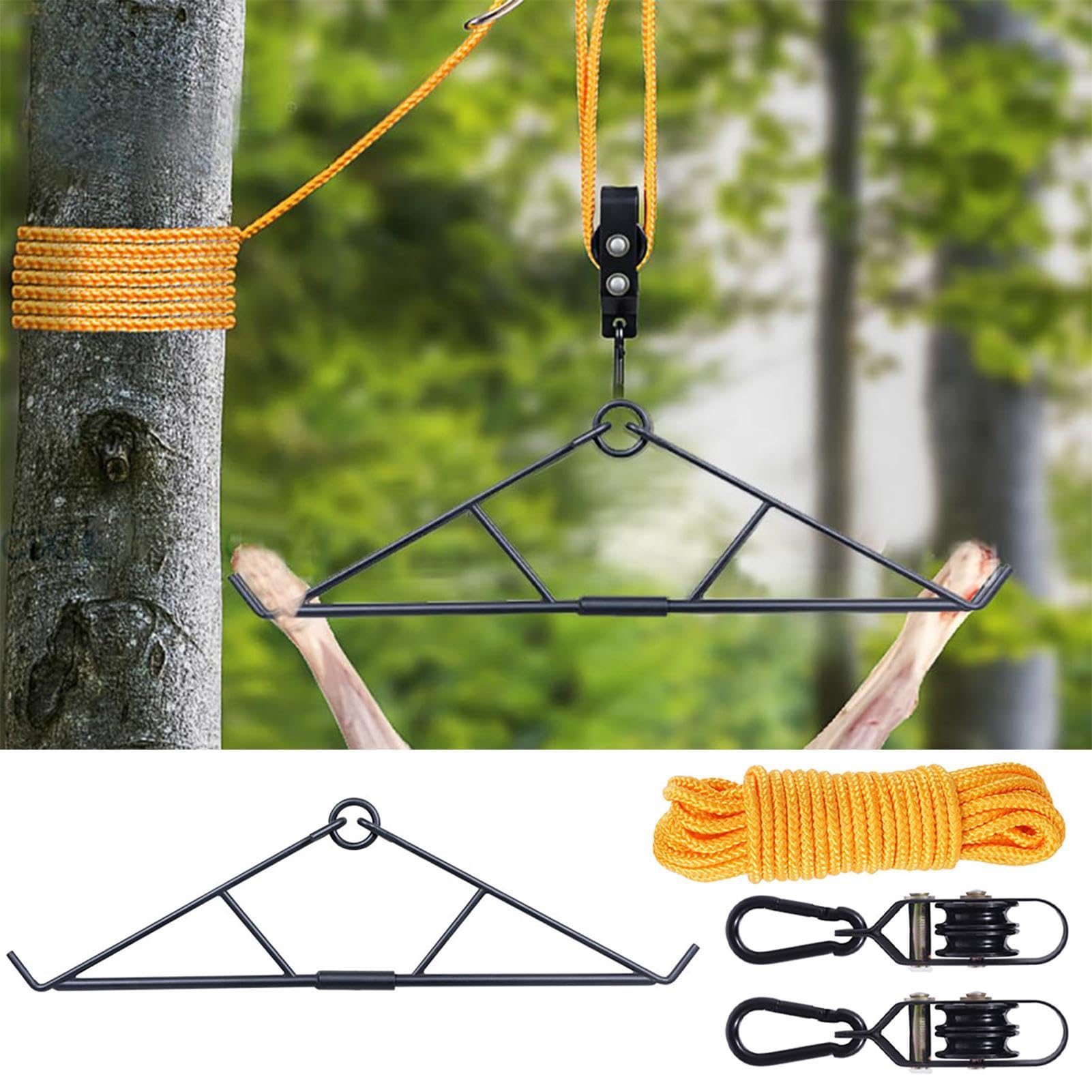 Gambrel - Polipasto de Ciervos - de elevación de polea de Alce con Gambrel | Kit de polea de Caza para Caza, Kit de Colgar Ciervos para carnicería, polipasto de Carne de Caza al Aire Libre,