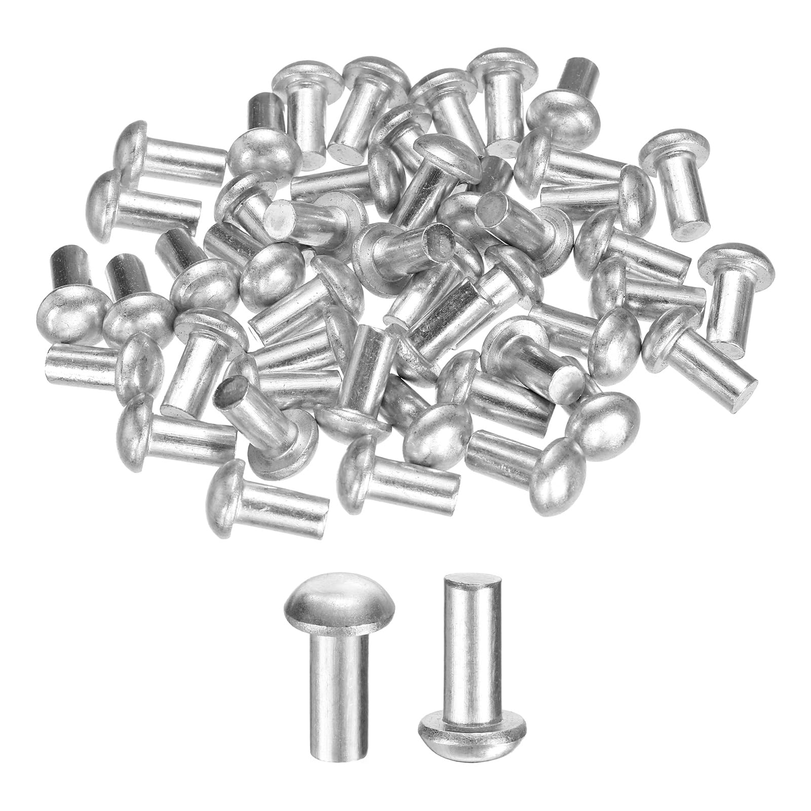 QUARKZMAN 50 Pcs Rivetti a Testa Bombata in Alluminio Solido, Diametro M6 x Lunghezza 12mm Rivetti a Testa Tonda in Alluminio per Riparazioni di Barche, Macchinari, Industria Automobilistica