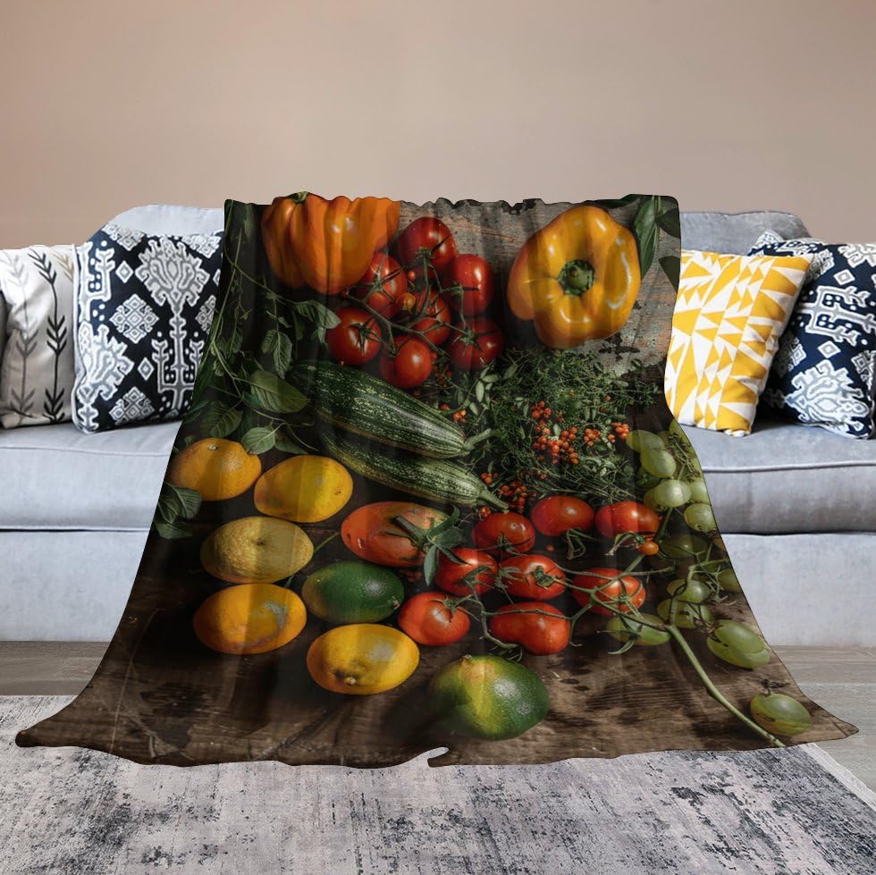 Couverture légère flanelle fruits anti-froid plaid respirant toutes saisons pour lit