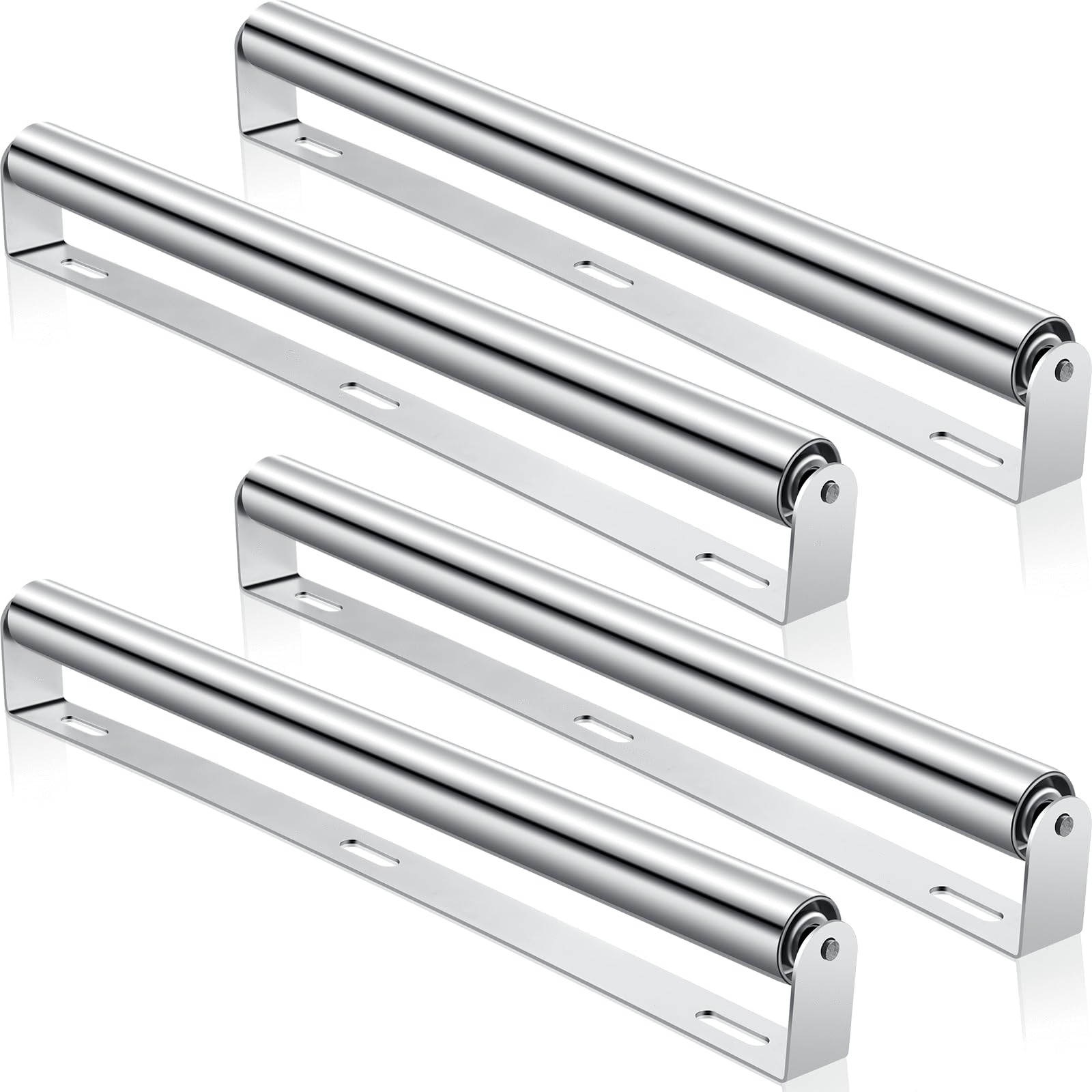 Therwen Pack of 4 Boat Trailer Roller with Bracket Set Conveyor Rollers 1.5" Diameter Kayak Roller Metal Roller with Bracket for Transporting Raft Industrial Use (Silver,21‘’ Long)