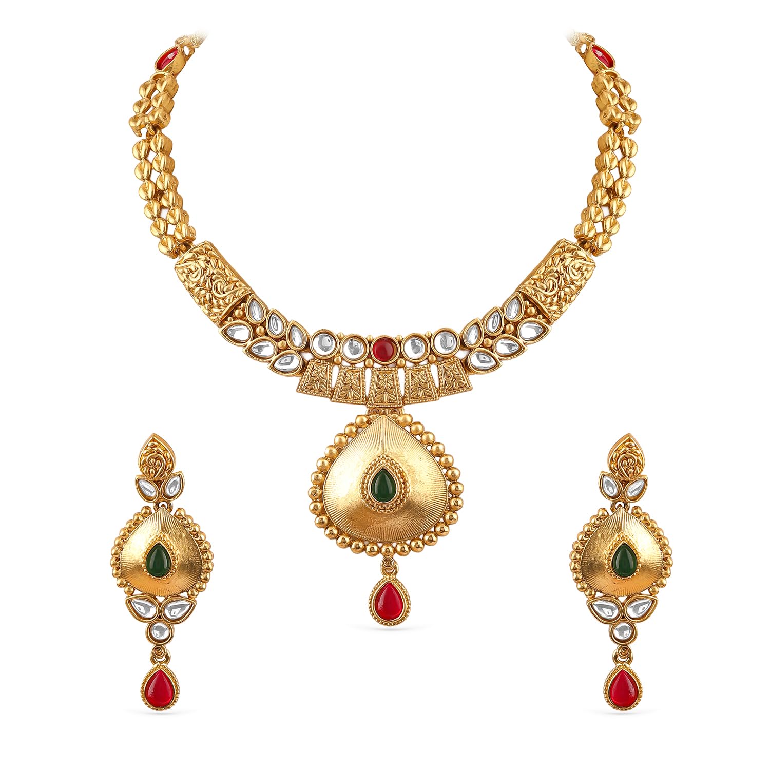 Necklace Set Gold Plated Traditional Stylish Jewellery Gift for Women & Girls-image-20