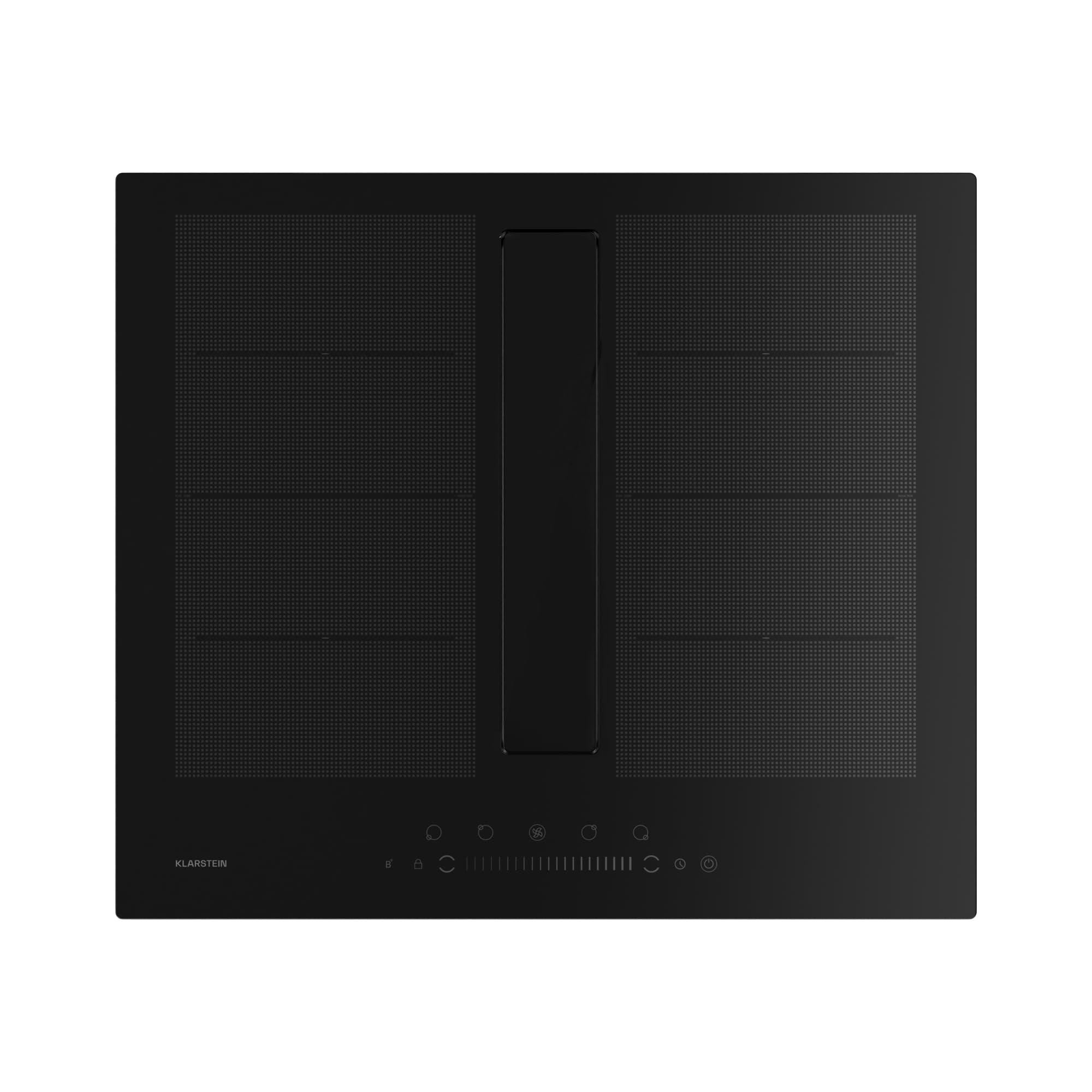 Klarstein Chef-Fusion indukčná varná doska s digestorom - 60 cm, 600 m³/h, 6400 W, flexi zóna, energetická účinnosť A, dotykové ovládanie, úspora miesta, čierna, indukčná varná doska