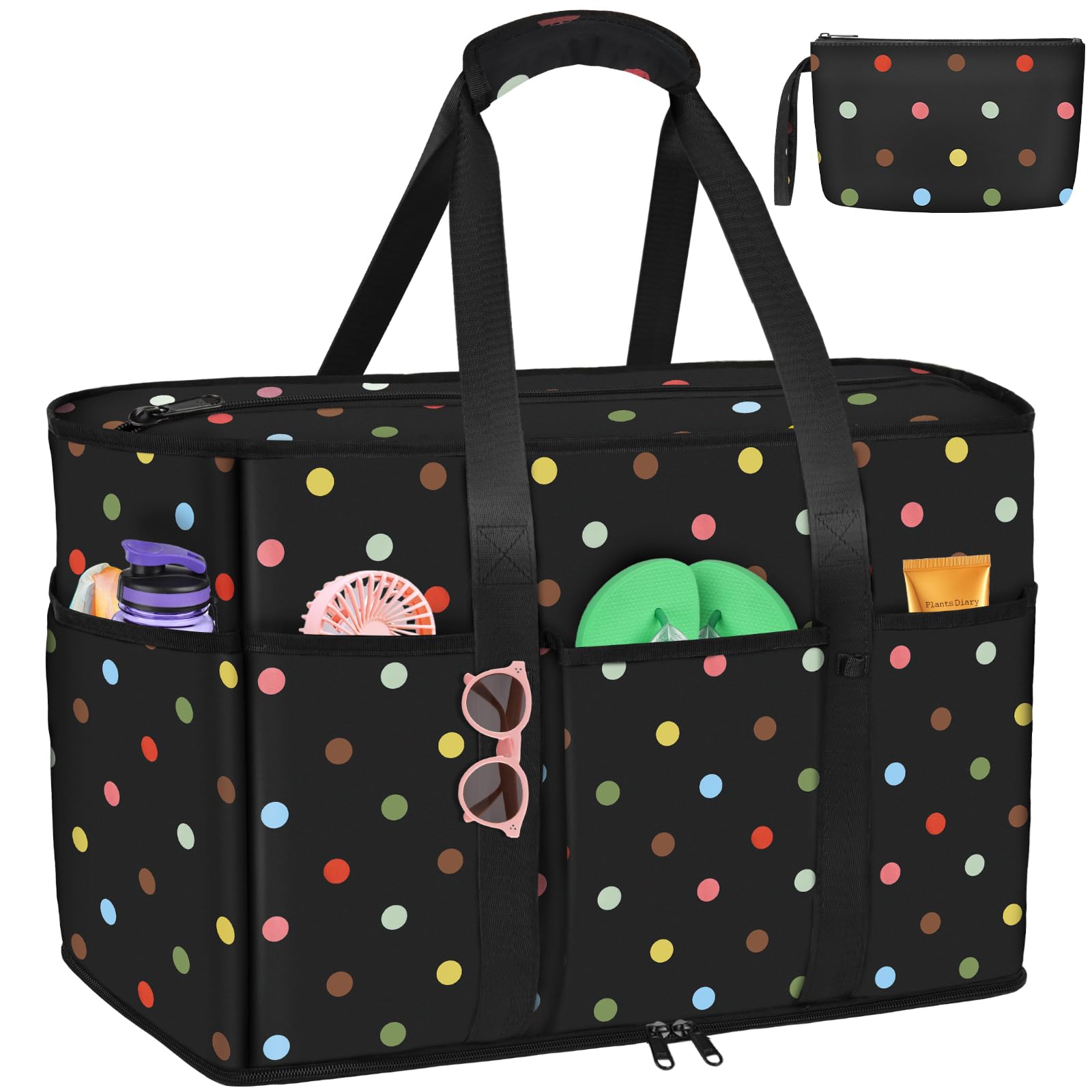 LUROON Bolsa Playa Grande XXL Familiar con Cremallera Impermeable Bolso de Playa Mujer Plegable Shopper Bolso Playa Mujer para Viaje Compras 50 * 35 * 20cm