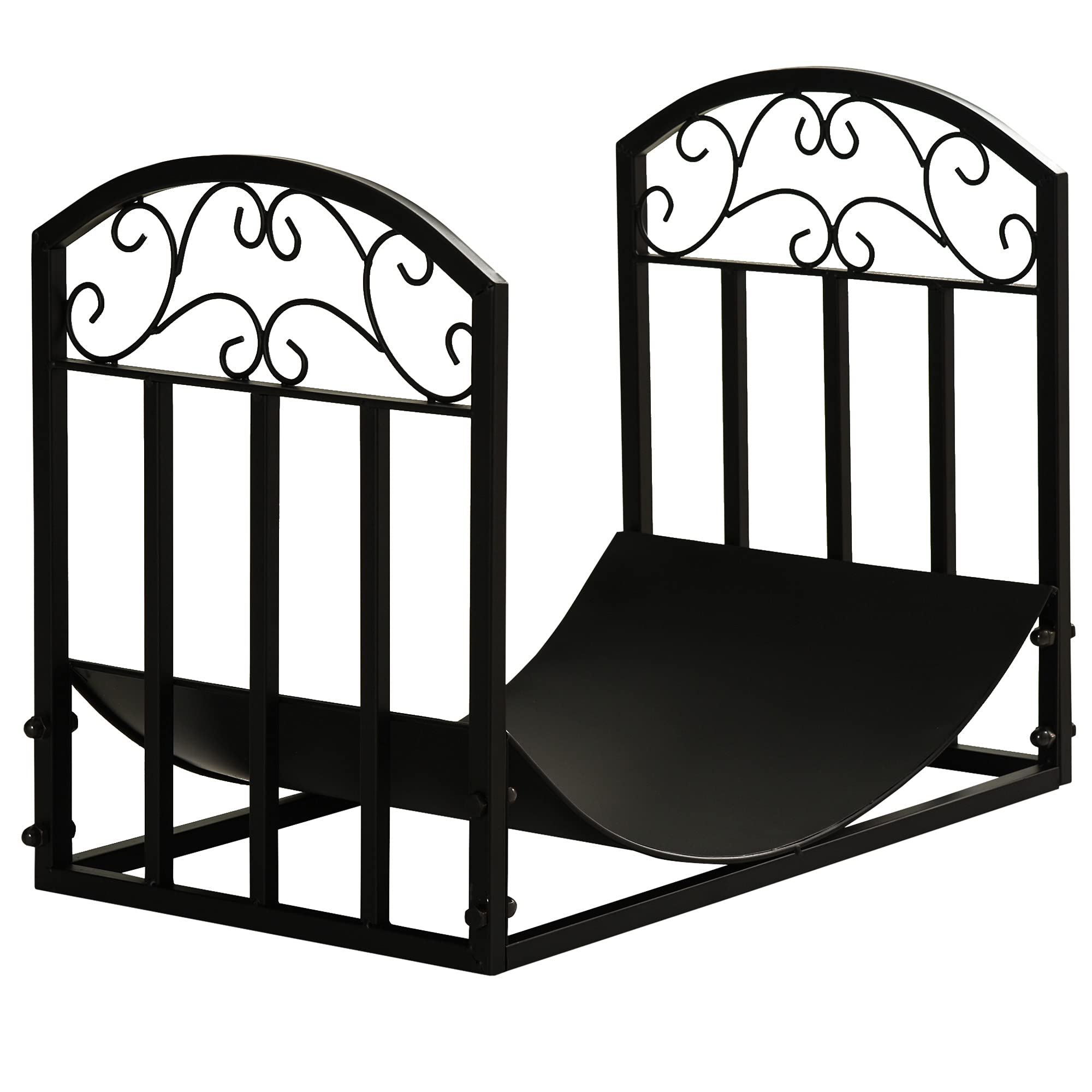 Outsunny Kaminholzregal Kaminholzständer Schwarz 60,5 x 36 x 46,5 cm | Brennholzregal, 60 kg Belastbar, Feuerholzablage, Kaminwerkzeug, Metall