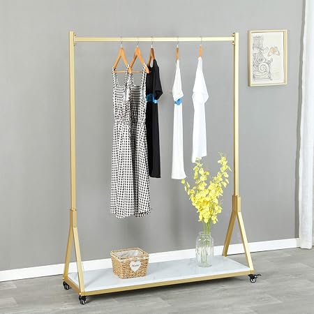 Simplify Simplify Single Tier Adjustable Height Rolling Garment Rack in
