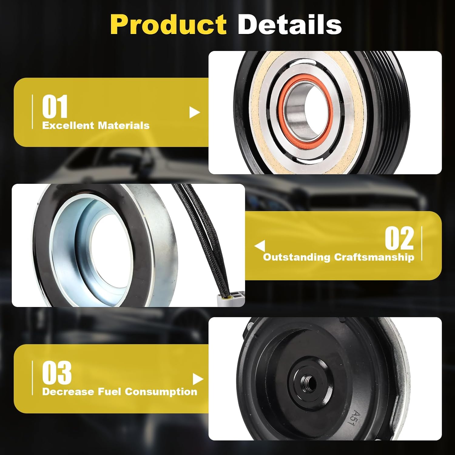 CO29275C AC Compressor Clutch Kit Compatible with 2014-2019 Ram 1500,2019-2022 1500 Classic,3.6L