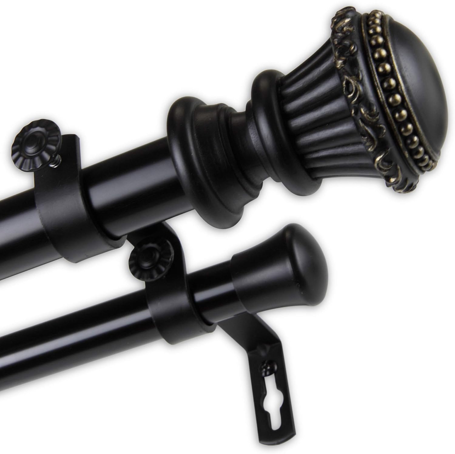 Bastia 1" Double Curtain Rod 28-48 inch - Black