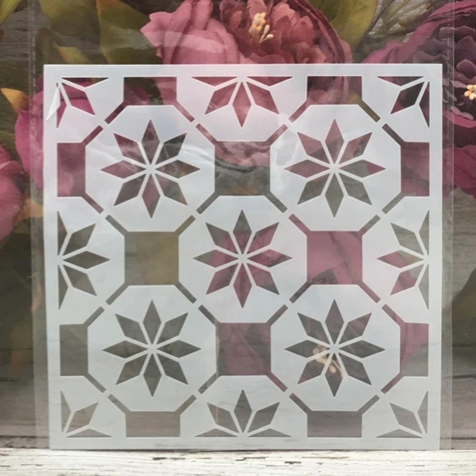 Stencil per dipingere su legno, 8 pezzi, 15 x 15 cm, motivo: foglie ondulate, nuvole, riutilizzabili, per dipingere su legno, pareti, porte, tela, decorazioni per la casa