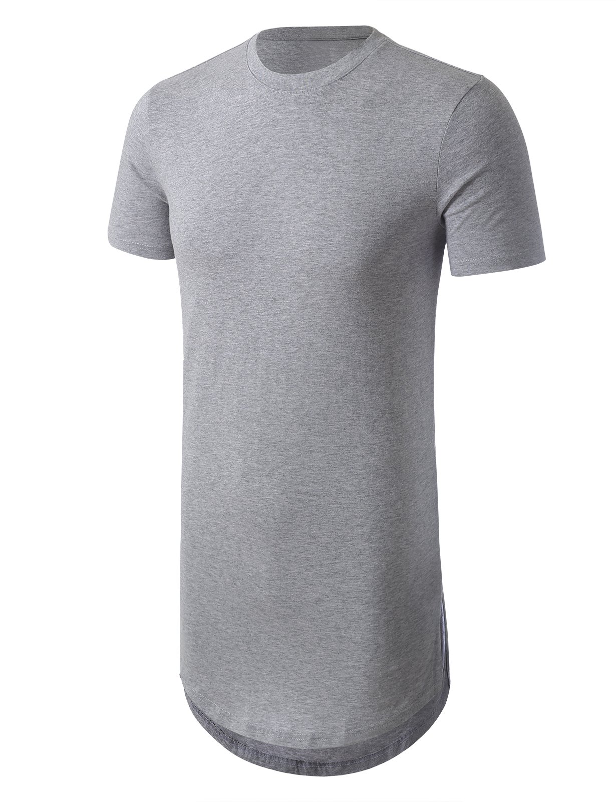 Men's Basic Hipster Hip Hop Elong Longline Crewneck T-Shirt