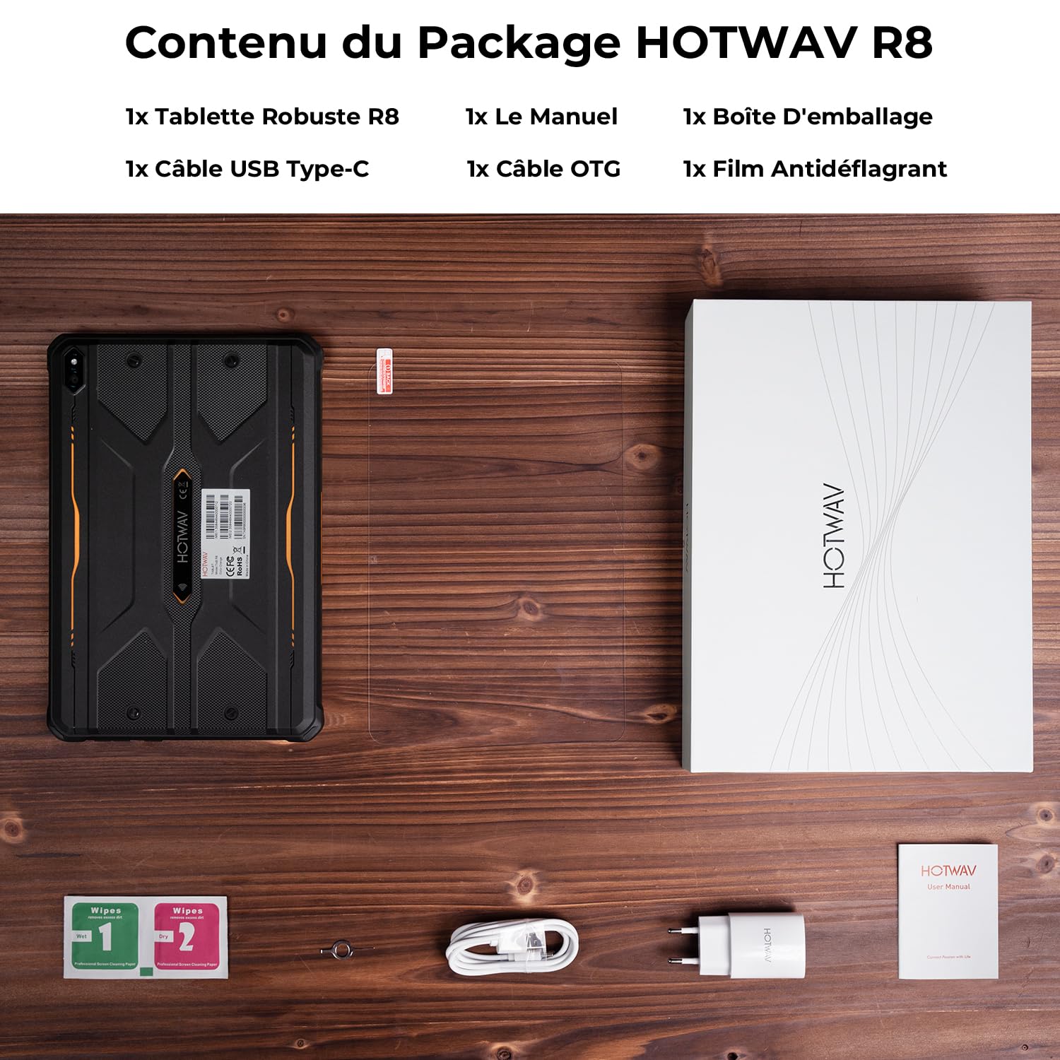 HOTWAV R8 12Go+128Go/TF 1To 10800mAh 10.1" Android 14 Tablette Incassable | 13MP+5MP Caméra HD+ Octa-Core Tablette Chantier, Dual SIM/4G/WLAN 5GHz/IP68&IP69K/Face ID/GPS/OTG, Noir