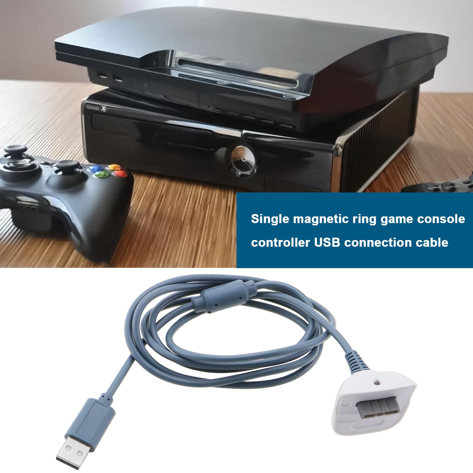 Lot de 2 câbles de charge USB de 1,5 m compatibles avec manette de jeu sans fil Xbox 360