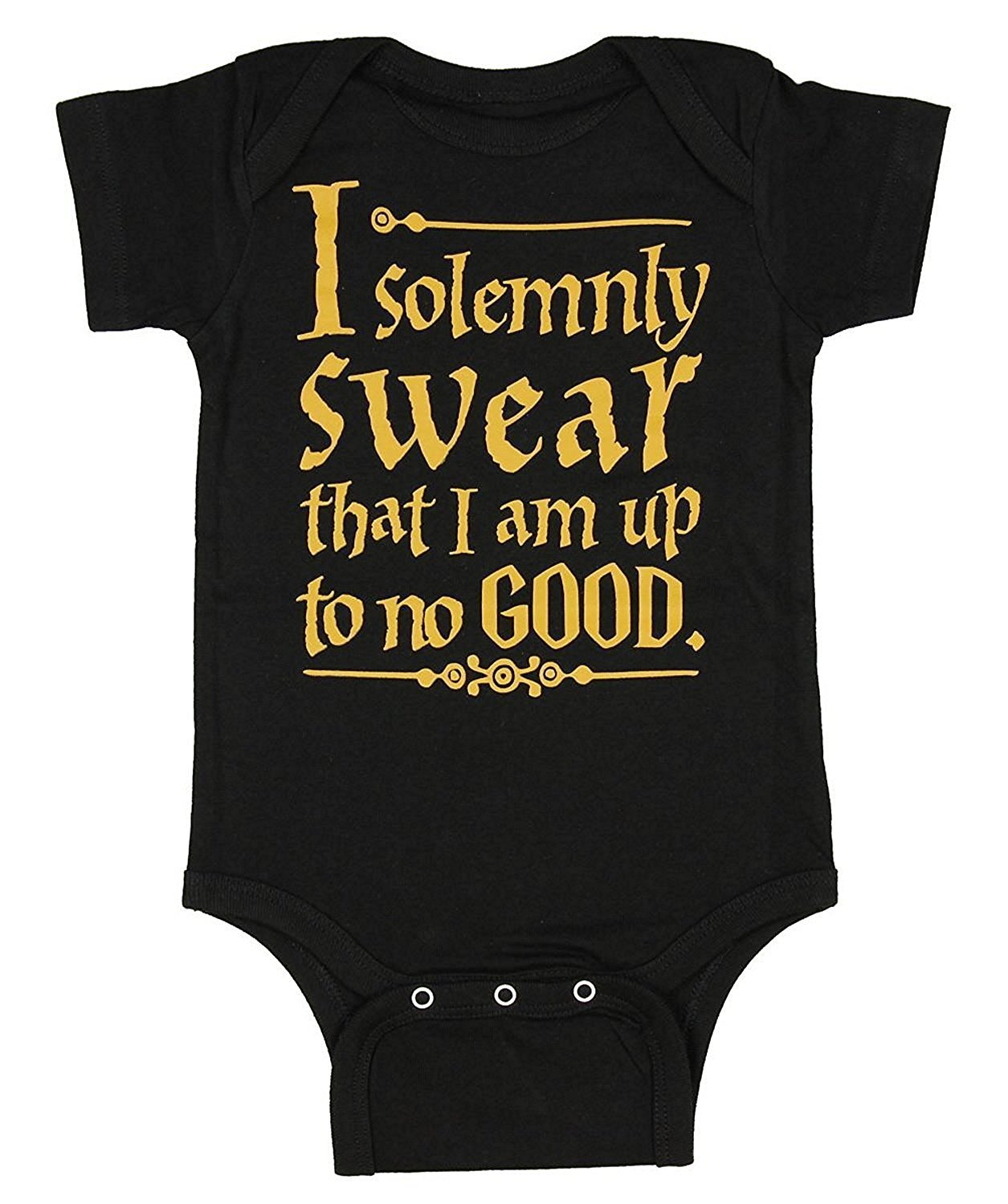 Harry Potter Unisex Baby I Solemnly Swear That I Am Up To No Good One Piece Bodysuit - Black (6 Months)