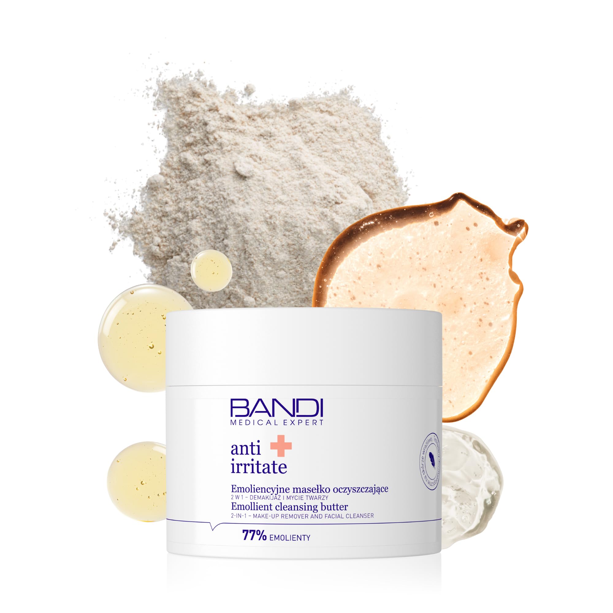 Bandi Emollient Cleansing Butter-Hydrating Face Cleanser Hypoallergenic Makeup Remover Gentle Facial Cleanser for All Skin Types Enriched with Vitamin e Soothing and Nourishing