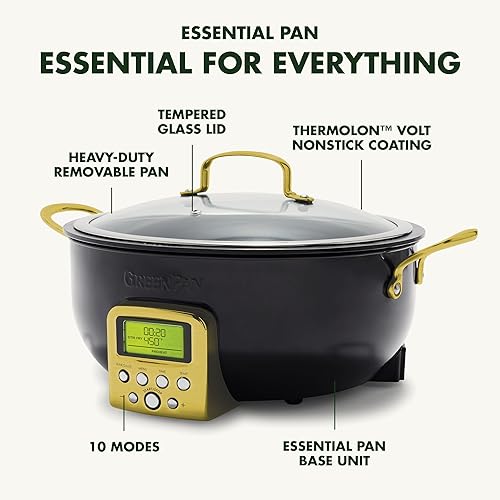 Miniatura 4 de GreenPan Elite Reserve Essential - Olla eléctrica inteligente de 6 cuartos de galón, preajustes para saltear salteados y cocinar arroz, cerámica