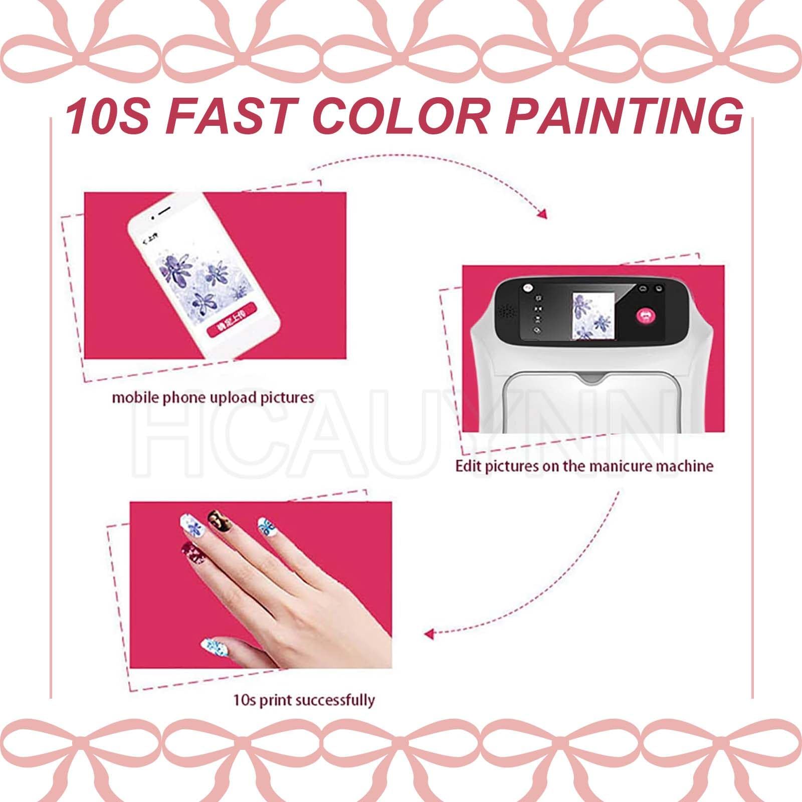Macchina per Nail Art con Controllo Touch, Caricamento Tramite Connessione Cellulare, Stampa E Asciugatura in Un Unico Dispositivo, Display da 5 Pollici, per Centri Estetici