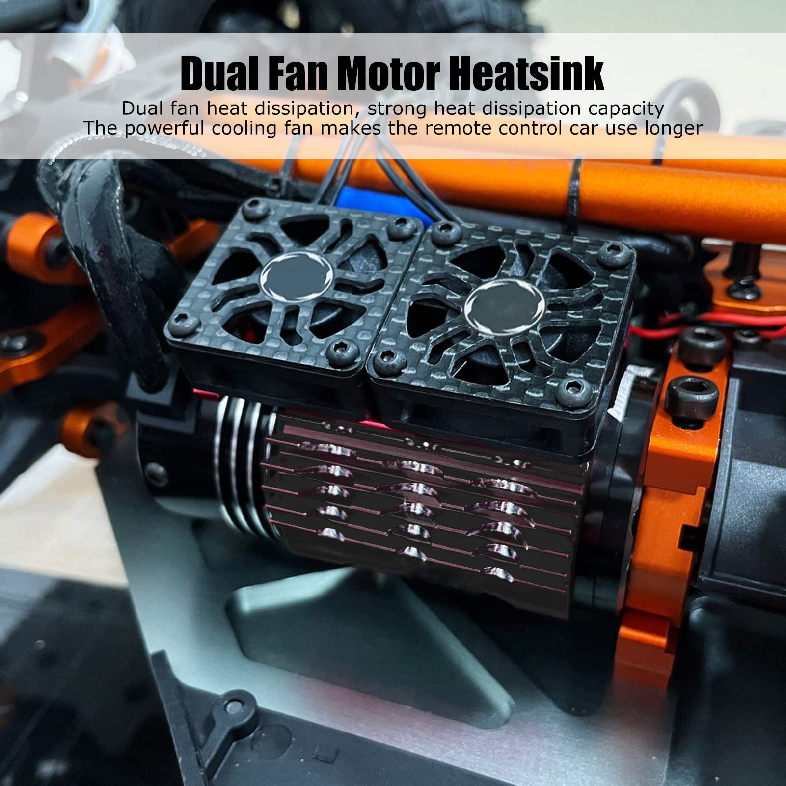 RC Podwójny Wentylator Silnika , Rozpraszanie Ciepła Bezszczotkowy Silnik Chłodzący Podwójny Wentylator do 1/5 8,4 V 16000 Obr./min RC Car(czarny)