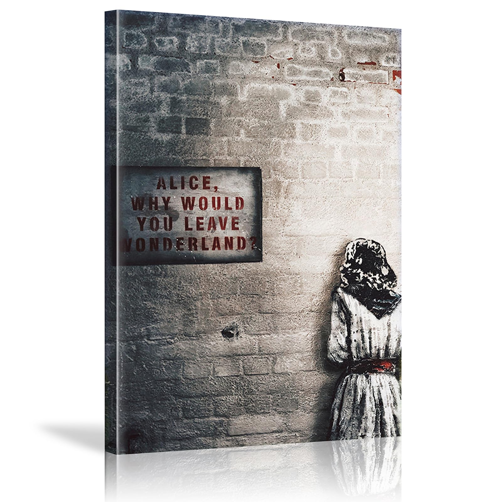 DQTUYIOP Banksy Canvas Wall Art for Living Room Alice Wonderland Inner frame 60x80cm Banksy Graffiti Art Abstract Canvas Painting Modern Urban Posters and Prints for Bedroom Office Home Decoration
