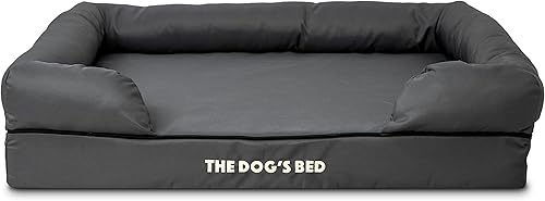 Miniatura 153 de The Dog's Bed, felpa gris XL, espuma viscoelástica sólida, alivio del dolor: artritis, displasia de cadera y codo, poscirugía, cojera, apoyo, negro,