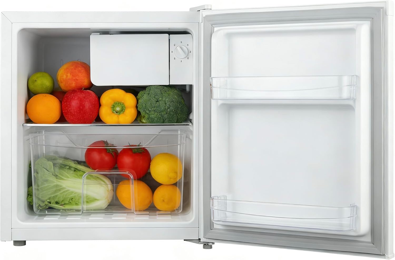 Casanta 50L. Mini Fridge with Lock and Key, Compact Refrigerator with Chiller Compartment, Quiet Energy Efficient Small Fridge for Dorm, Bedroom, Office, RV, Garage - White