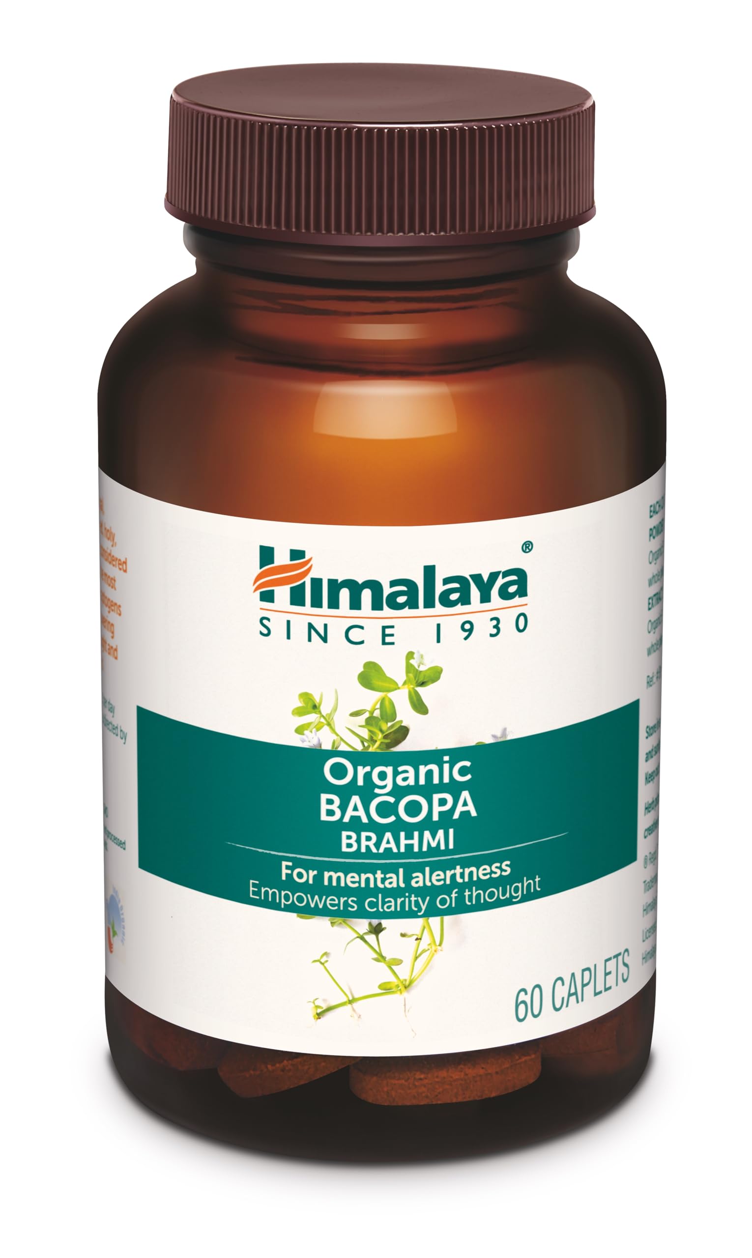 Himalaya Organic Brahmi (Bacopa) I For Mental Alertness I Improves Memory Score by 30% I Supports Positive Mood I 100% Natural I 60 Veg Caplets,1 Count 2