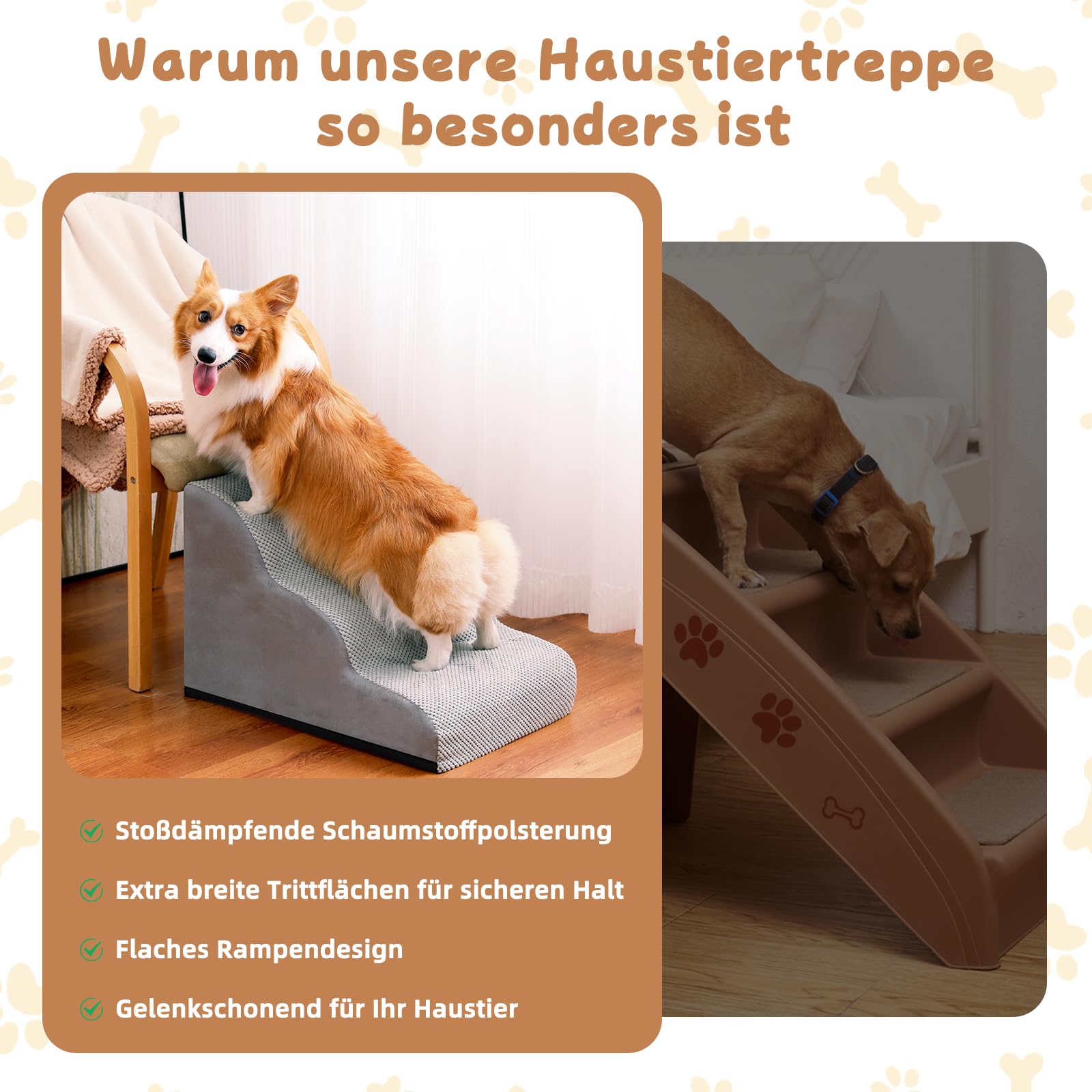 Hundetreppe 3 Stufen 40x50x40cm für Hunde & Katzen bis 18 kg