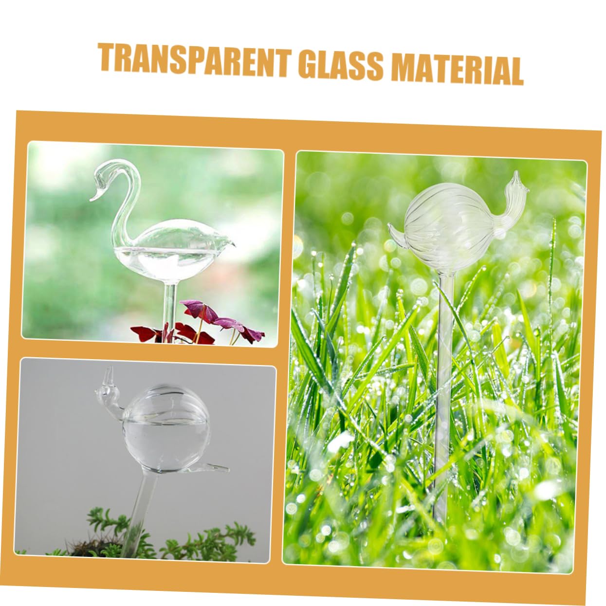 ibasenice Vetro Gocciolatore Automatico Autoirrigazione 2 Pezzi, Elegante e Pratico, per Piante in Vaso per Casa | Forma Chiocciola e Cigno, Uso in Casa e Vasi da Fiore, per Irrigazione Automatica Stile Elegante