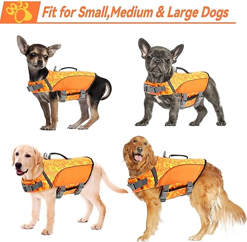 Miniatura 8 de ALAGIRLS Chaleco salvavidas para perros grandes, chaleco de flotación duradero para cachorros con asa de rescate, chaleco de traje de baño Ripstop