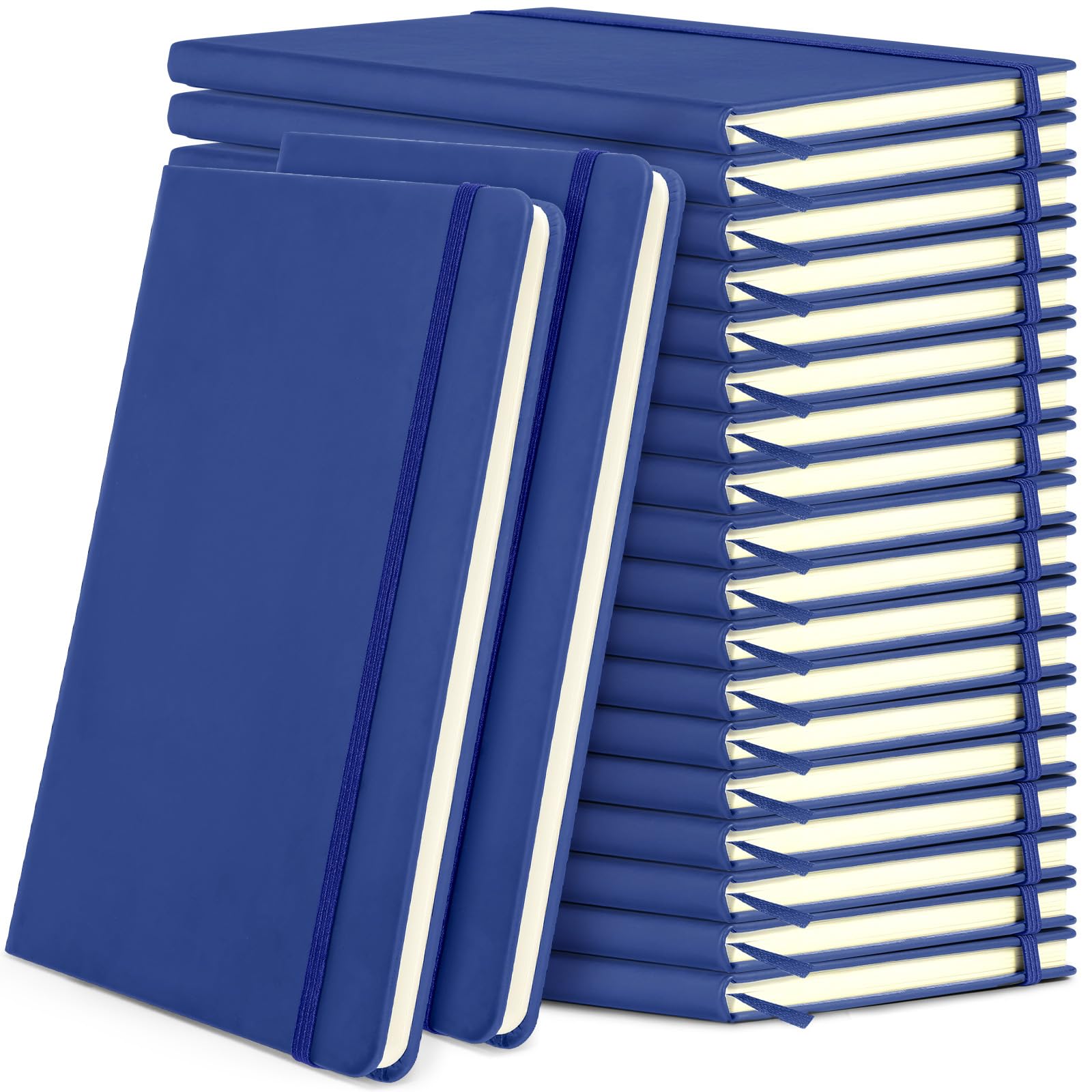 Honoson Confezione da 20 quaderni a righe formato A5, con copertina rigida, 14 x 21,1 cm, in pelle PU, a righe, 160 pagine, per rientro a scuola, ufficio, lavoro, casa (blu reale)