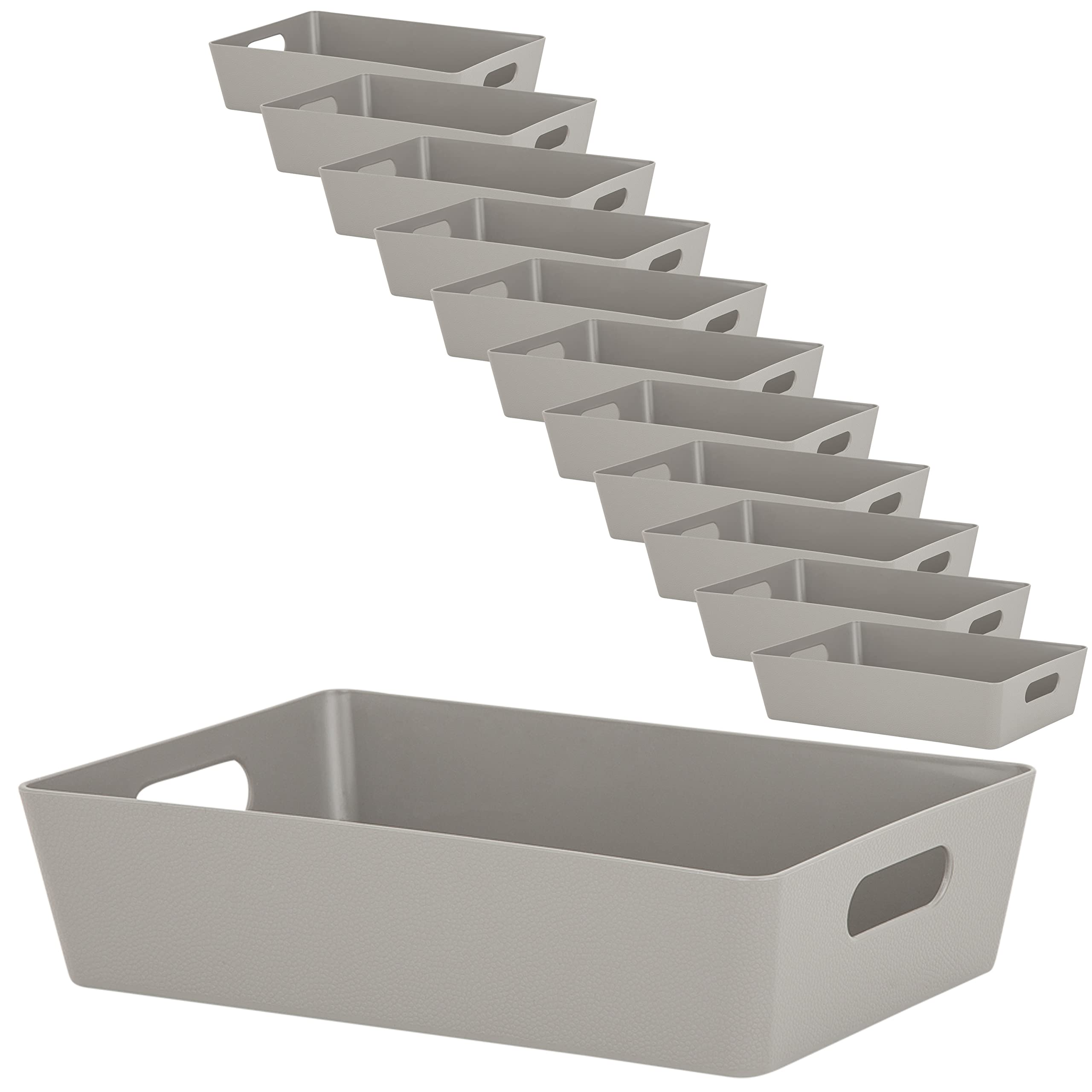 #11 12x Ordnungsboxen 6cm hoch TAUPE 25x17x6cm 2L DINA5 Ordnungskorb