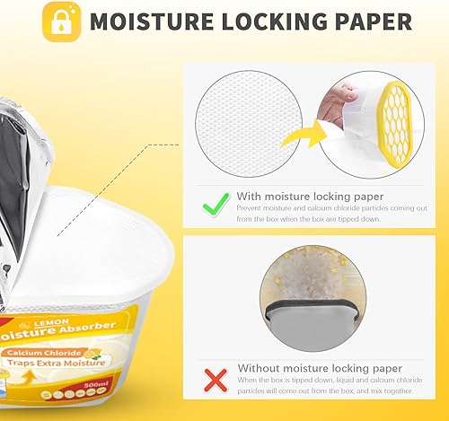 Miniatura 3 de Vacplus Paquete de 6 absorbentes de humedad, cajas de absorción de humedad portátiles de 10.5 onzas para tu baño, armario y automóvil, Amarillo