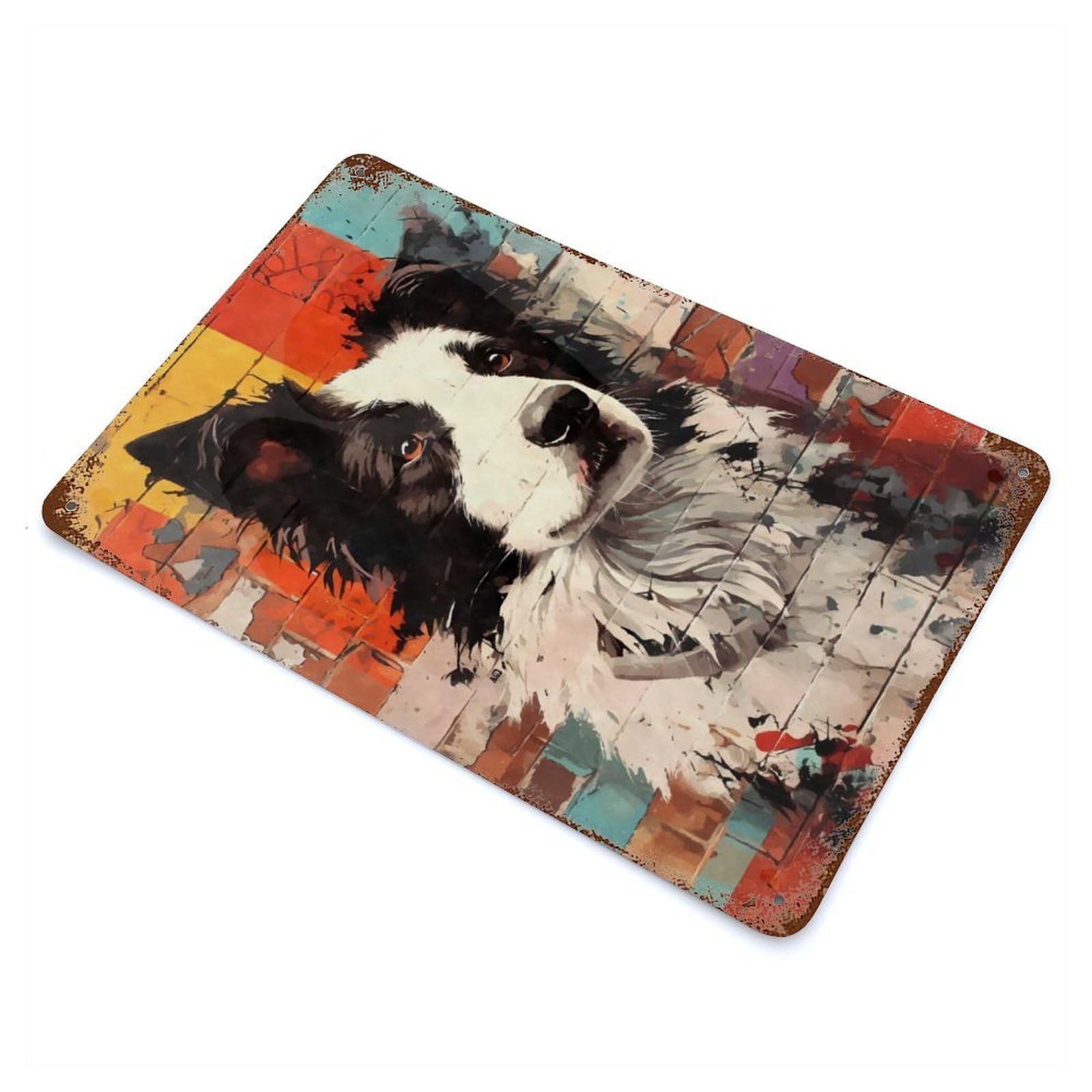 Border Collie Graffiti Retro Metal Sign 11.8"x7.9", Classic Wall Plaque for Garage, Pub Or Kitchen