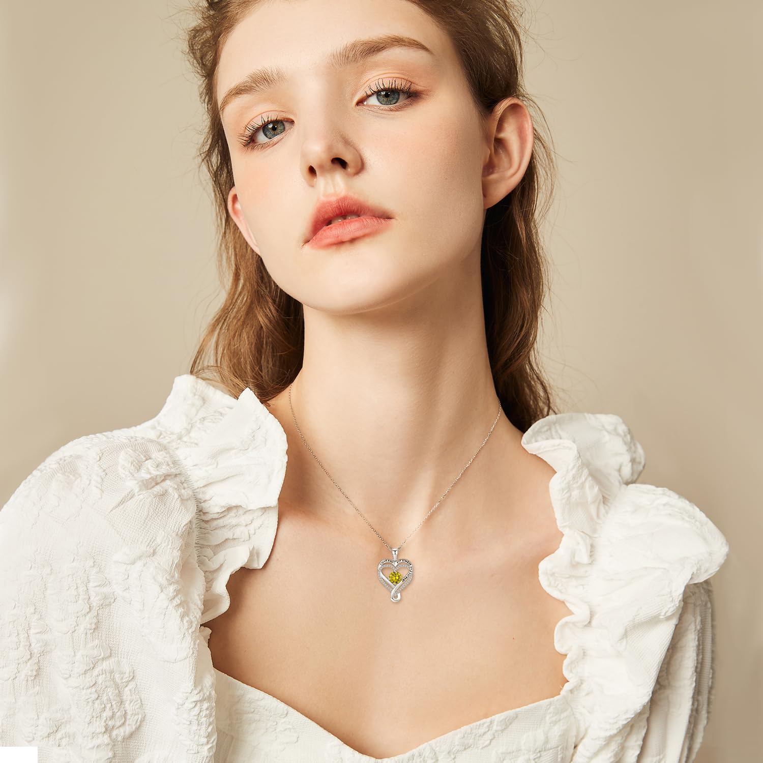 Sterling Silver Pendant Necklace for Women, Teen Girls Birthstone Necklaces silver Wedding Anniversary Heart Necklace Women's Jewelry Mother’s Day, Valentine’s Day,Birthday for Her - Image 2