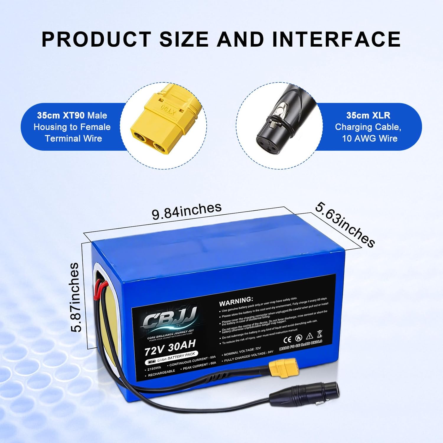 Universal 72V 30Ah Rechargeable Li-ion Battery Pack, XT90 XLR Includes 82V 4A Charger, Ideal for DIY Projects & Custom Builds 1