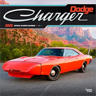 Dodge Charger OFFICIAL | 2026 12 x 24 Inch (Hanging) Monthly Square Wall Calendar | Foil Stamped Cover | Plastic-Free | BrownTrout | American Muscle Motor Car