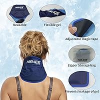 Vista 6 de MR.ICE Bolsa de hielo para el cuello para lesiones, bolsa fría reutilizable, bolsa de hielo de gel para cuello y hombros con respaldo de felpa