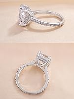Vista 7 de Anillo de compromiso de corte cojín de 4 quilates para mujer, anillo de compromiso chapado en oro blancorosa de plata de ley 925 de 18 quilates