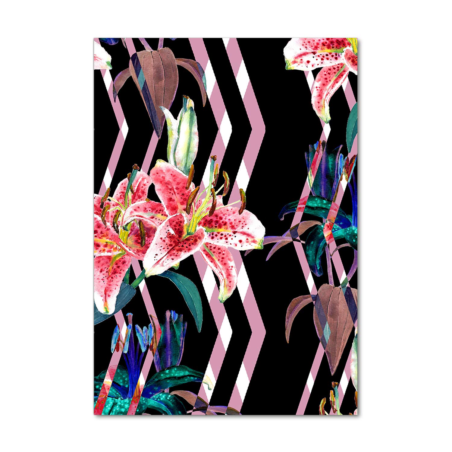 Impression sur verre acrylique Tulup 70x100 cm tableau fleurs de lis multicolore