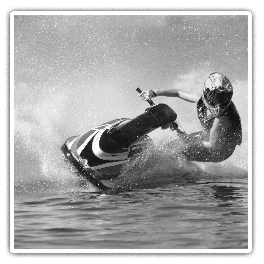 Destination Vinyl Ltd Multi 2 X Square 10Cm Vinyl Stickers - Jet Ski Racing 36715