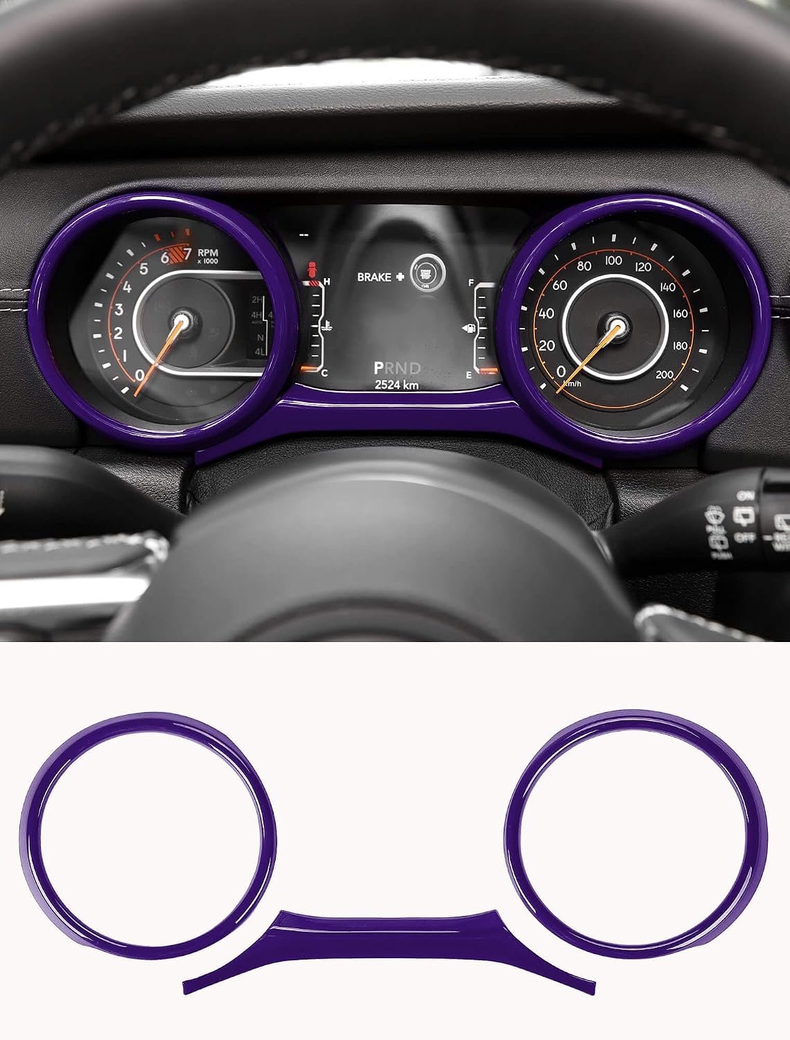Savadicar Purple Interior Accessories - Instrument Panel Trim Set for 2018-2023 Jeep Wrangler JL JLU 4XE & Gladiator JT - Solid Color Interior Decor Upgrade Option, 3-Piece