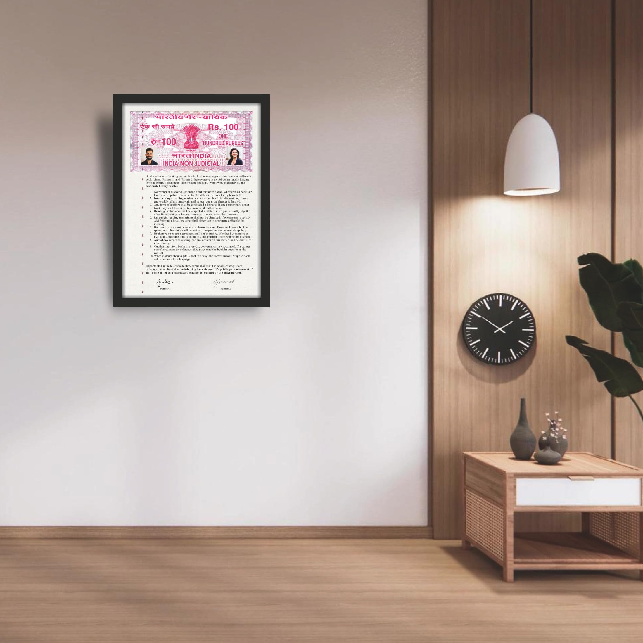 Bookworm Couple Relationship Contract Photo Frame – 9.25 x 12.8…