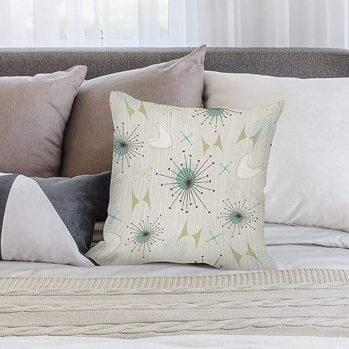 Miniatura 5 de Funda de almohada retro de los años 50, moderna, con patrón de mediados de siglo, acogedora y suave, para sala de estar, dormitorio, sofá cama