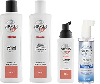 Nioxin System Kit 4, Cleanse, Condition, and Treat the Scalp for Thicker and Stronger Hair, for All Hair Thinning Types, Full Size Kit + Ultimate Power Serum, Anti Hair Loss Leave-In Hair Treatment