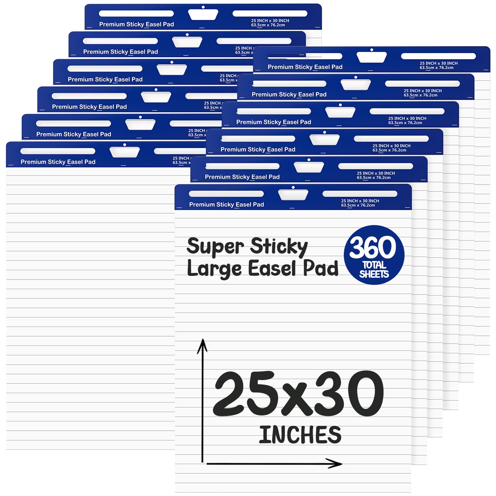 ReliThick 12 blocs de caballete súper pegajoso de alta calidad, 25 x 30 pulgadas, blanco, 30 hojas/bloc, papel de gráfico de ancla para profesores, papel para rotafolio de líneas con papel adhesivo